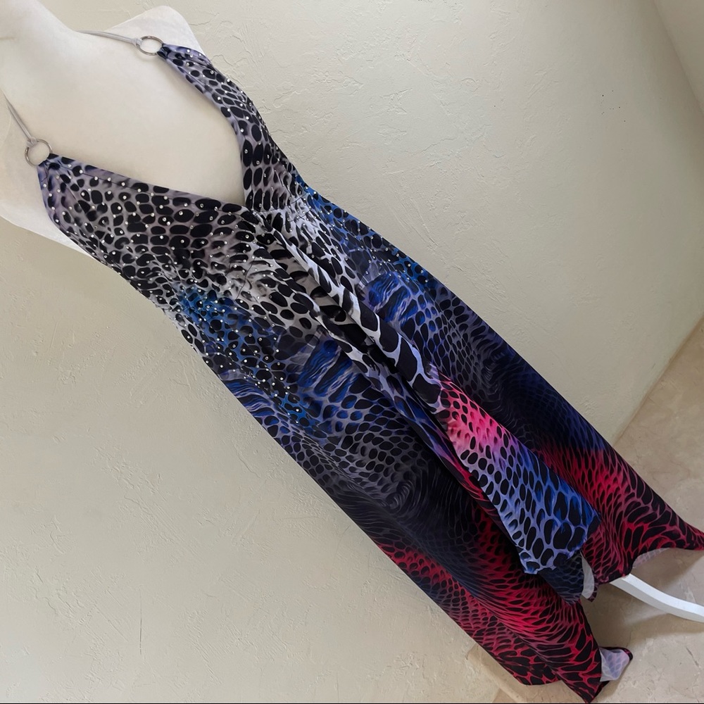 Animal print beach dress with rhinestones detail NWT